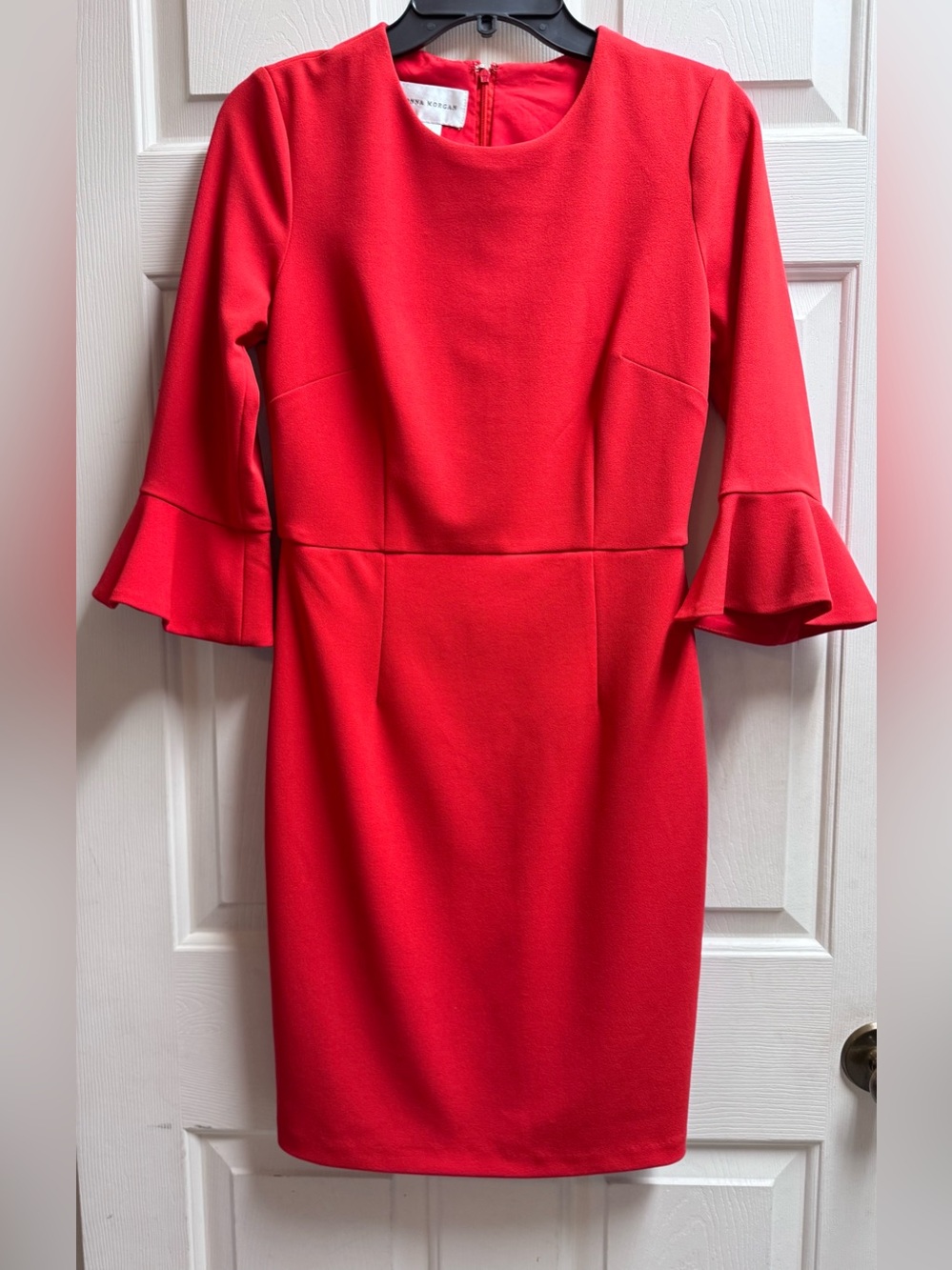 Donna Morgan Red Ruffle-Sleeve Sheath Dress Sz 6